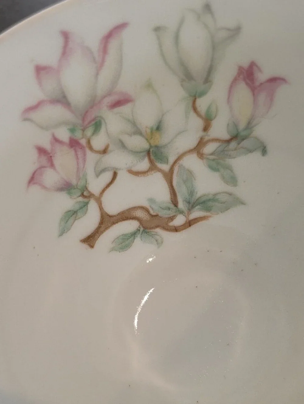 Mikado Porcelain Tea Cup and Saucer Set with Pink Floral Accents and Gold Trim